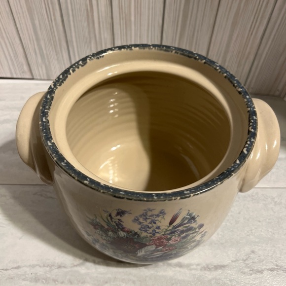 2001 HOME & GARDEN PARTY FLORAL SPLENDOR STONEWARE CROCK & LID - VERY BEAUTIFUL - Picture 2 of 3